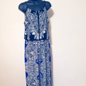 Valerie Bertinelli Black, Blue & White Dress